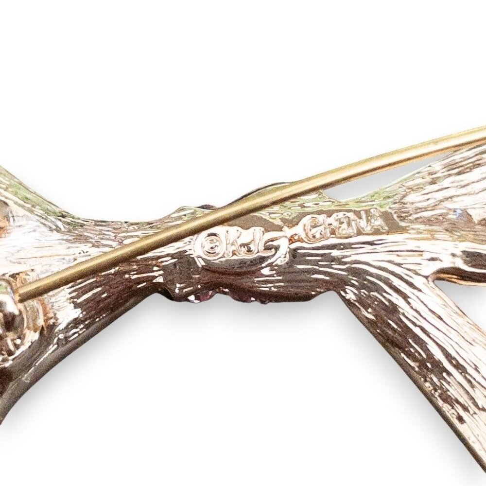 Kenneth Jay Lane Pave Pink Rhinestone Bow Brooch … - image 3